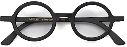 LONDON MOLE Runde Lesebrille | Moley-Brille | Coole Leser | Stilvolle Brille für Herren Damen Unisex | Federscharniere | Mattschwarz | + 1,5 Vergrößerung