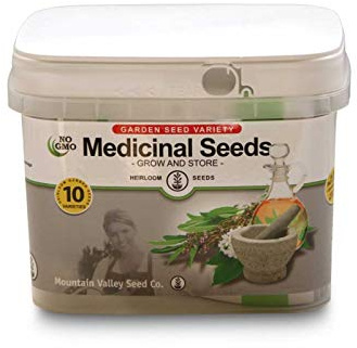 Survival Storage Medicinal Herb Garden Seeds - 10 Varieties - Over 25,000 Non-GMO Herbal Healing Seeds - Non-Hybrid, Open Pollinated - Long Shelf Life Emergency Seed Vault