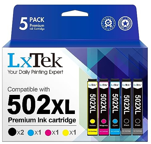 LxTek 502XL Multipack Druckerpatronen Kompatibel für Epson 502 502XL Patronen für Epson WF-2860 Druckerpatronen für WF-2865 WF-2860DWF für Epson Expression Home XP-5100 XP5100 XP-5105 (5er-Pack)