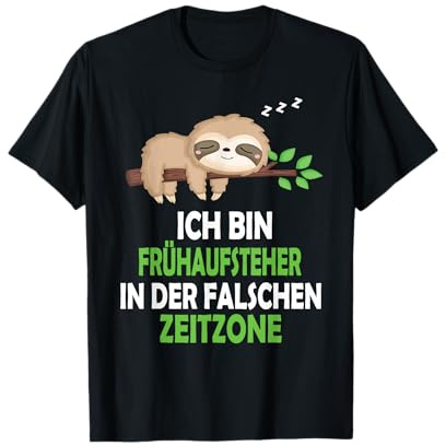 Faultier Schlafanzug Nachthemd Schlafshirt Pyjama Geschenk T-Shirt