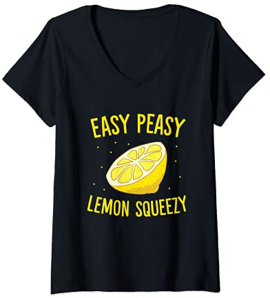 Femme Limonade d'été au citron drôle Easy Peasy Lemon Squeezy T-Shirt avec Col en V