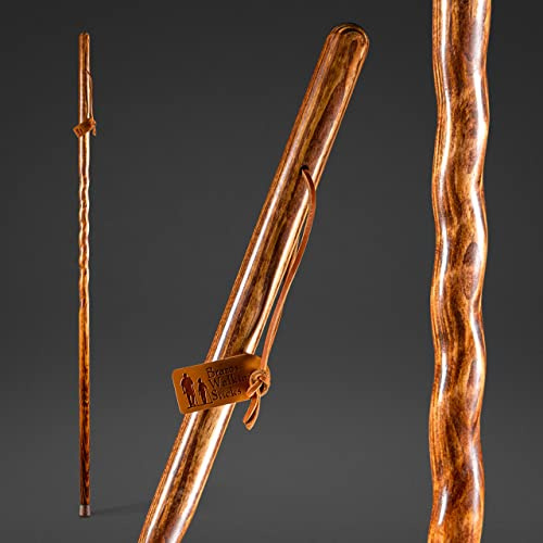 55 Texas Traveler Brazos Walking Stick, Handcrafted Red Pine Wooden Walking Sticks for Seniors Balance, Lightweight & Durable Wooden Walking Sticks for Hiking, Walking Sticks for Women and Men