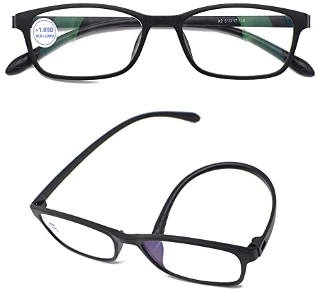 Mcoorn Lesebrille Blaulichtfilter Flexibel für Damen Herren Mit Etui, Lesehilfe Unkaputtbar Leicht, Entspiegelt Dioptrien +1,0