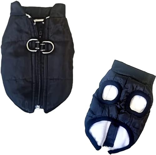 Waterproof XXS Dog Coat Padded Fleece Zip Up Coat Chihuahua Puppy Tiny Toy Clothes Teacup Miniature Tiny Breeds (Black, SUPER Tiny XXS: Length 20cm x Chest 30cm)