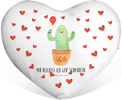 Mr. & Mrs. Panda Herzkissen Kaktus Luftballon - Geschenk, Valentinstag, Jahrestag, Kakteen, Verlobung, Großes, Freundin, Herz Kissen, Büro, Ausbildung