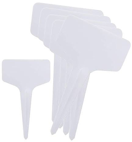 25Pcs Thick White or Mix Colour Plant Markers Plastic Plant Tags Labels T-Shape Garden/Plant Pots Labels Waterproof (White 25pc)
