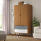 INLIFE Kleiderschrank Braun 90x55x175 cm Massivholz Kiefer,Braun,46.3KG,350522