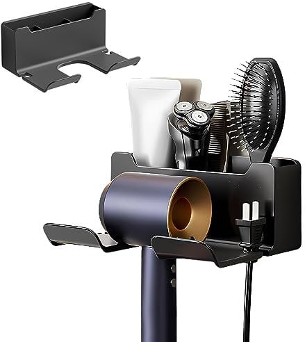 Soporte para Secador de Pelo Montado en La Pared, Soporte Plancha Pelo Adhesivo, Soporte Secador de Pelo, Autoadhesivo, No Daña La Pared, para Cuarto de Baño