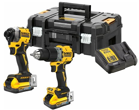 Dewalt Kit 2 outils dewalt 2 batteries 18v 5ah powerstack perceuse à percussion dcd805 + visseuse à chocs dcf850 - dck2050h2t-qw
