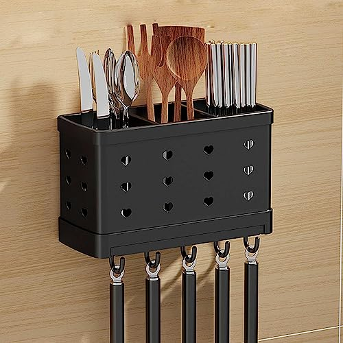 Porta Utensilios De Cocina,Utensilios Palillos Soporte para Pared Jaula de Drenaje Palillos para Cuchara Tenedores para Cubiertos Sostenedor de Almacenamiento Espacio de almacenamiento de cocina