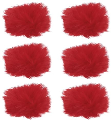 QUARKZMAN 6Stk Pelz Mikrofon Windschutz 10mm x 55mm Mini Mikrofonabdeckung Windschutz für Innen- und Außenmikrofon mit Lavalier Mikrofonen Rot