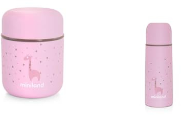 Miniland - Termo papillero para sólidos de 280ml. Rosa. & Baby - Termo de acero