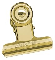 MAUL Papierklemmer MAULstandard aus Metall (10 Stück), Klemmer mit breitem Verschlussclip 3 cm und Klemmweite 1 cm, Gadget für Haushalt, Küche und Büro, geeignet für DIY Projekte, Gold