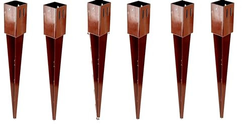 Unibos | Heavy Duty | Fence Post Spike Holder Support | Rust Resistant Metal Stakes | Drive down Spikes for Posts | Spike Grip Holder (6)