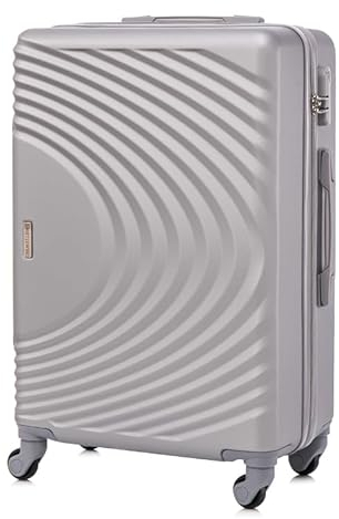 BETLEWSKI - Handgepäck Koffer Hartschale - Reisekoffer mit 4 Rollen - Leicht Hartschalenkoffer ABS Rollkoffer mit Schloss - Modell SINOPE - Größe 56 cm x 37 cm x 22 cm 38 Liter - Silber