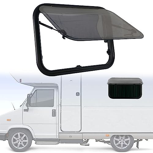 Finestra di uscita per camper, finestra con apertura a pressione esterna, finestra con cerniera laterale per camper, con schermo per tenda (60 x 30 cm)