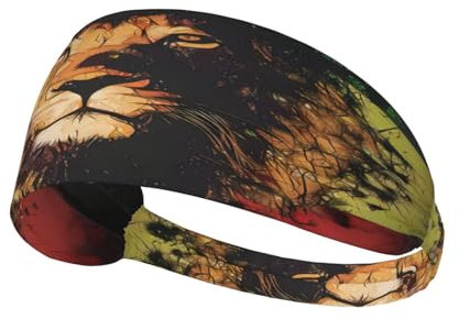 Sport Stirnbänder Rasta Reggae Gras Blatt Löwe Trainingsschweißbänder Feuchtigkeitstransport Stirnband Für Frauen Schnelltrocknend Haarband Sport, Für Herbst, Tennis, 54-60cm