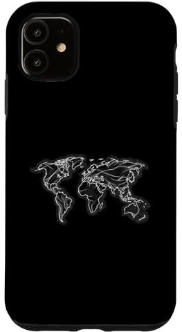 Hülle für iPhone 11 Weltkarte, Minimalistisch