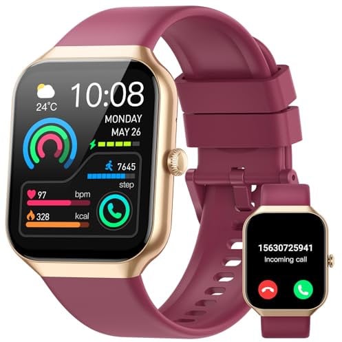 Smart Watch for Men Women Answer/Make Calls, 1.96 Fitness Watch Step Counter Heart Rate Sleep Monitor, Fitness Tracker 113+ Sports Activity Trackers IP68 Waterproof Smartwatches Android IOS, Wine red