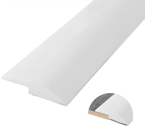 3.3/6.6/9.8 ft Carpet Threshold Transition Strip, Self Adhesive Carpet Edge Strip, PVC Edging Trim Strip, Suitable for Threshold Height Less Than 3.0/5.0 mm(White,3.0mm x 2.0m)