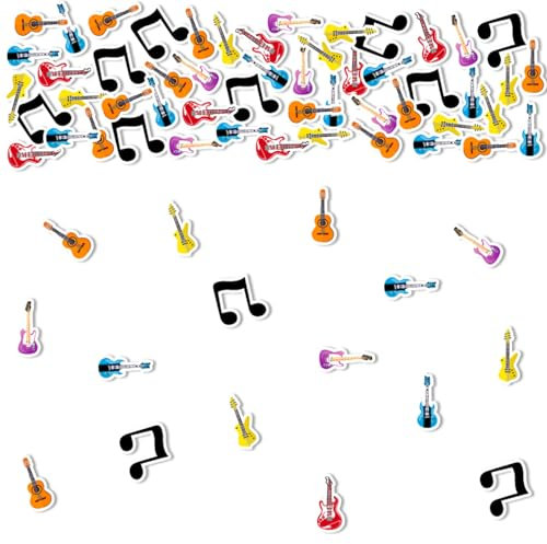 Fangleland 200Pcs Musik Gitarre Thema Konfetti, Rock and Roll Tabelle Streuungen für Rock Star Karaoke Hippie Geburtstag Brautdusche Bachelorette Party, Funky Musik Studio Raumdekoration liefert