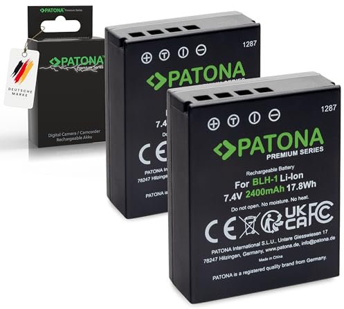 PATONA 2x PREMIUM BLH-1 Batteria di ricambio 2400mAh compatibile con Olympus OM-D OMD EM-1 Mark II EM-1 Mark 2 E-M1X EM1 EM1X BLH1 BL-H1 BL H1 O-MD completamente decodificato