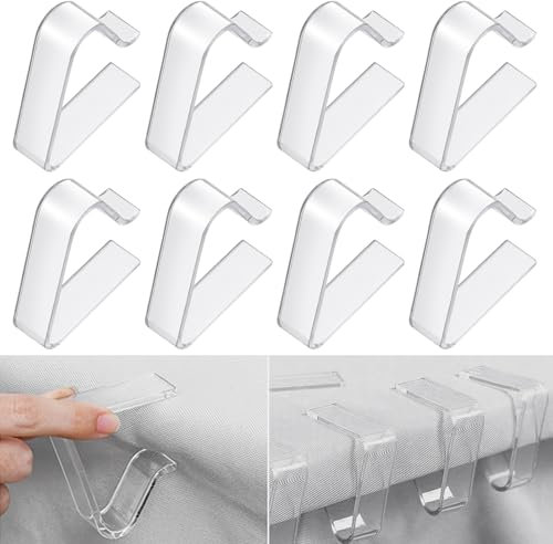 MEMOEVER 8Pcs Plastic Table Cloth Clips, Clear Outdoor Picnic Tablecloth Clips, Transparent Table Clip for Christmas Home Wedding Party Indoor Outdoor Camping