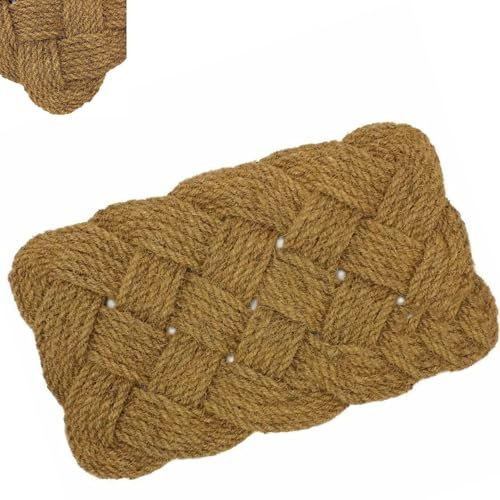 Natural Coir Doormat Knotted Rope Door Mat 100% Coir Floor Mat Non Slip Rug Hand Woven Front Door Rug For Home Entrance Indoor Outdoor 45 x 75 cm