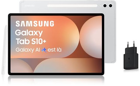 Samsung Galaxy Tab S10+ 12.6'' WiFi 256 Go, Tablette Android avec Galaxy AI, Argent, S Pen + Chargeur Secteur Rapide 25W Inclus, Version FR