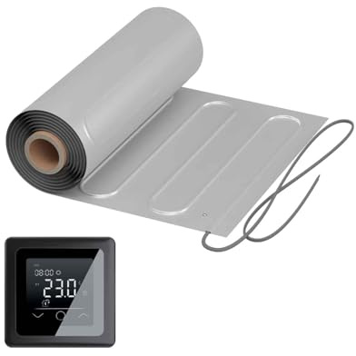 Elektrische Fußbodenheizung: Zweiader-Heizmatte mit Aluminiumfolie WARMON ALU 150 W/m² mit Touch Thermostat 750-Serie, Thermostat:TP 750 Non WiFi - Schwarz, Mattengröße:2,5 m²