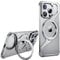 Z Shape Metal Stand Case for iPhone 16/16 Pro/16 Pro Max, Frameless Design with 120° Flip Kickstand, Compatible with MagSafe, Shockproof Protection,Silver,16 Pro Max