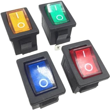 1pc DIY Locking KCD1 Red Blue Yellow Green Button On-Off 3Pin DPST Boat Car Rocker Switch 6A/10A 250V/125VAC Push Button Switch(Beige)