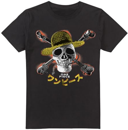 Cotton Soul One Piece Straw Hat Jolly Roger Unisex T Shirt, Black, X-Large