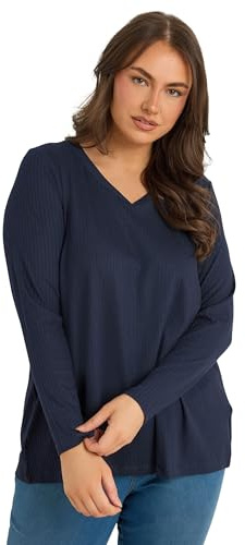 EVANS Curve Blue Premium Ribbed Modal Blend Swing Top - Women's - Plus Size Curve