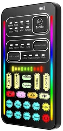 Mesa de Mezclas DJ, Cambiador de voz I9, Mini efecto de Audio múltiple, tarjetas de sonido en vivo compatibles con, herramienta de micrófono portátil ultrafina for tarjeta de sonido en vivo,Para kar