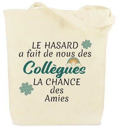 XiuSpark Sac En Toile Tote Bag, Cadeau Collègue de Travail Humoristique Femme et Homme, Idéal pour Noël, Départ ou Bureau, Grande Capacité, Blanc Cassé