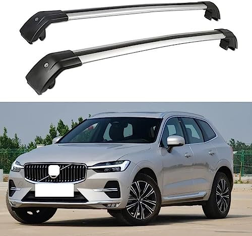 KAZONS Aluminium Dachträger Relingträger für Volvo XC60 2008-2022 Dachgepäckträger für Fahrradträger Dachboxen Oder Als Skihalter