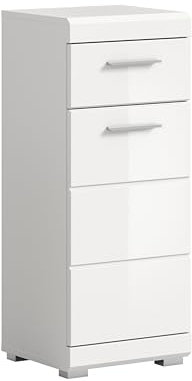 xonox.home Bad Scout X06A9701 Standschrank Badschrank Schrank in weiß Nachbildung und weiß Hochglanz tiefzieh, ca. B/H/T: 37x88x31 cm