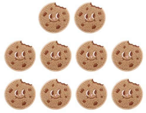 10pcs Cookie Sticked Runde Flecken für Kleidung, niedliche Keksteisen auf Aufklebern, nähen Sie Patch für Rucksäcke Jeans Jacken