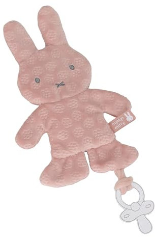 Miffy Kuscheltier Flower Rose – 23 cm – Schnullerkette – Geburt – Ultra weich – leicht zu greifen – tragbar – Baby Mädchen oder Jungen – Pastellfarben – Geschenkidee – Dekoration für das Zimmer