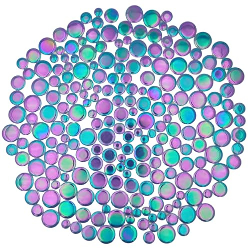 0,5 kg schillernde runde Keramik-Mosaikfliesen, 4 Größen, mehrfarbig, glänzende Kreise für Bastelarbeiten, Backsplash, Heimdekoration und Kunstprojekte (Königsblau)