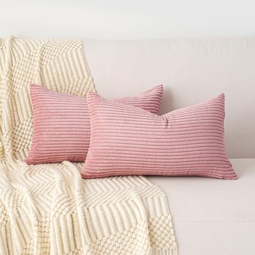 Yosodeko Kordsamt Kissenbezug 30x50 2er Set Altrosa Kissenbezüge Kissenhülle Dekokissen Sofakissen Couchkissen Moderne Deko für Sofa Schlafzimmer Wohnzimmer Balkon