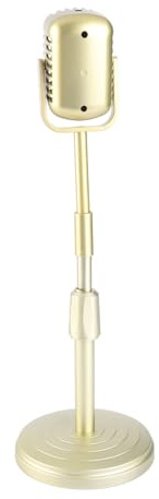 TOPINCN Simulation Old Fashioned Microphone Durable Retro Mic Stand Set Stable Base for Retro Fashion Blockbusters (Gold)
