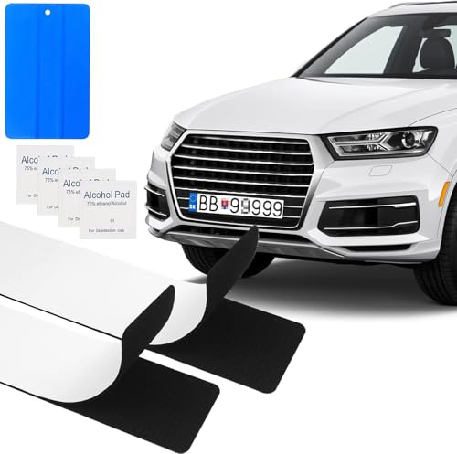 Zodazoqa 2 Pairs of Velcro Number Plate Holders, Frameless Car Number Plate Holder, Self-Adhesive Car Number Plate Holder, Velcro Fastener for Standard Number Plate or Car for Standard Number Plates