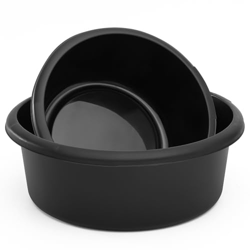 besto Washing Up Bowl for Sink | Set of 2 (4 & 8 Liter) Round Kitchen Sink Bowls | Black Wash Up Basin Bowl for Kitchen Sinks
