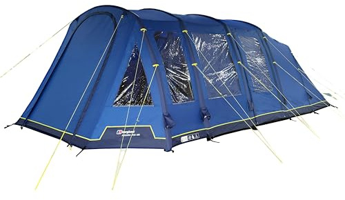 Berghaus Adhara 700XL Nightfall Air Tent for 7 People with Darkened Bedrooms, Living Area & Sewn In Groundsheet, 7 Man, Easy to Pitch, Large and Spacious, Family Camping & Festivals, 6000mm HH (Blue)