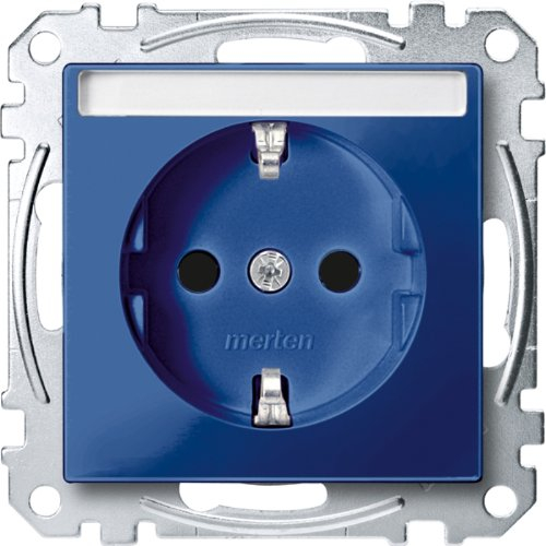 Merten MEG2302-0378 SCHUKO-Steckd. für Sonderstromkr. mit Schriftf., BRS, Steckkl., blau, System M