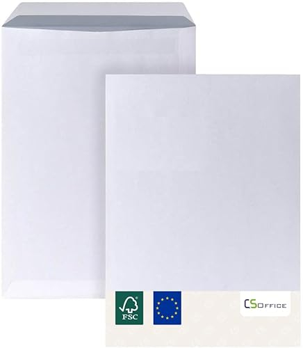 MADE IN GERMANY 25 Briefumschläge C4 haftklebend ohne Fenster CS Webkontor - Umschläge aus 100 g/m² Kraftpapier - Umschlag in weiß für Briefe, Geschäftspost, tägliche Korrespondenz, Mailings usw.