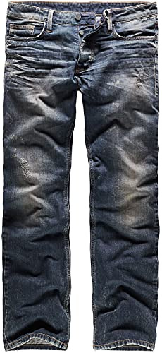 Black Premium by EMP Herren Blaue Jeans in Lockerem Loose Fit und Medium Rise Schnitt für hohen dezente Used-Look Waschung und praktische Taschen W32L34