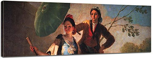 Bilderdepot24 Bild auf Leinwand | Francisco de Goya Der Sonnenschirm in 90x30 cm als Wandbild | Wand-deko Dekoration Wohnung alte Meister | 180153-90x30